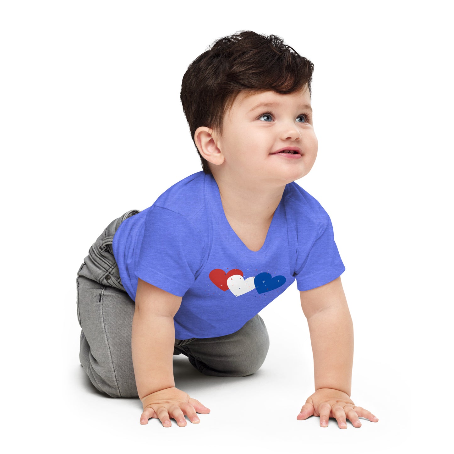 Red, white and blue hearts Baby Memorial Day Tee