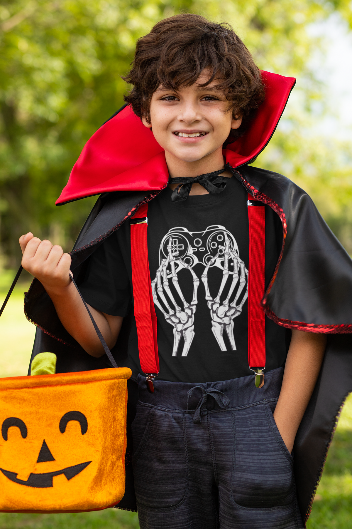 Skeleton Gamer Youth Halloween T-Shirt