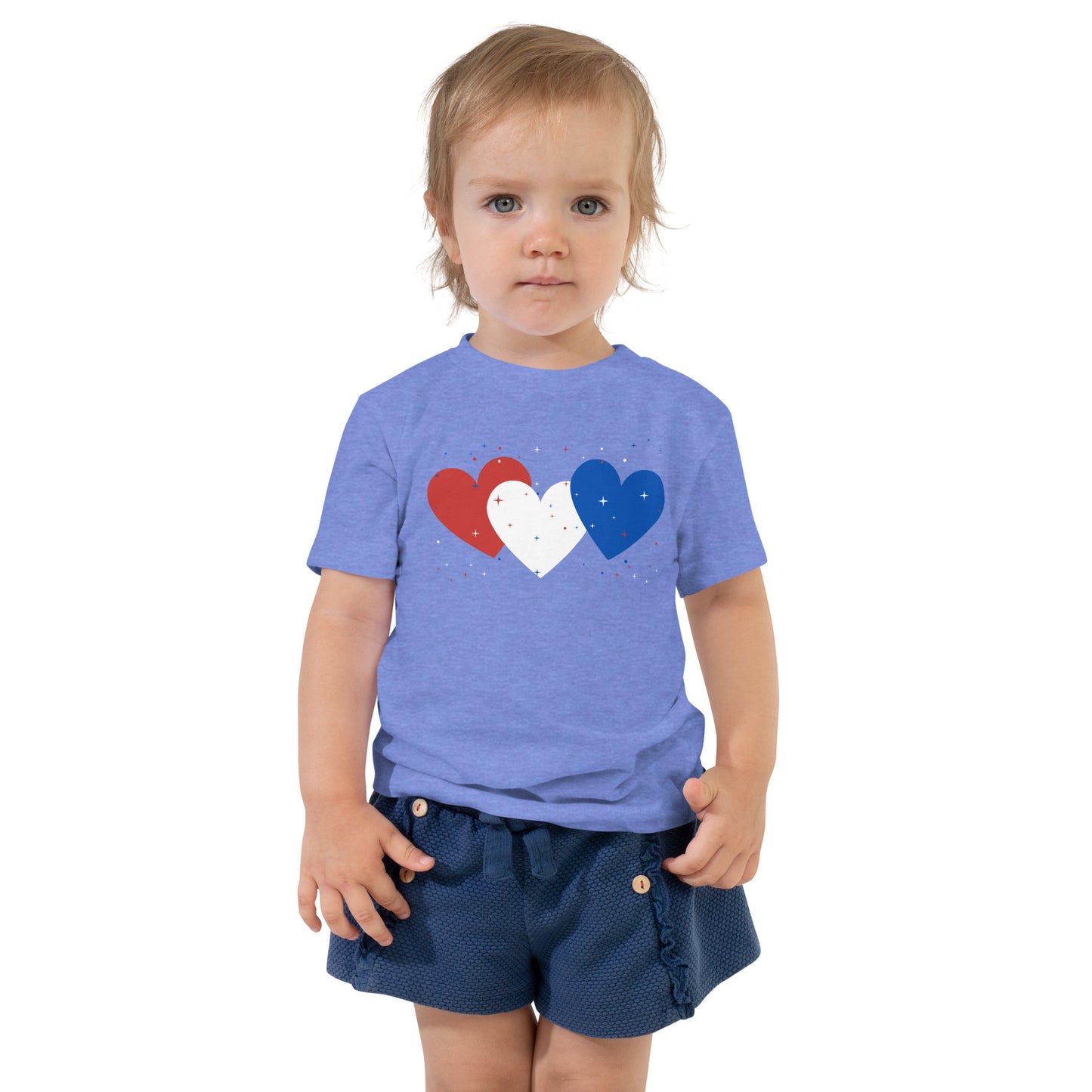 Red, white and blue hearts Toddler Memorial Day Tee