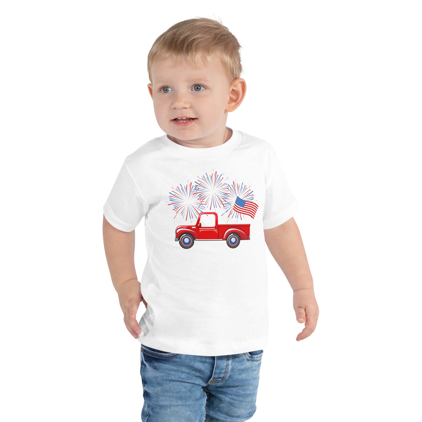 Truckin' into the 4th Toddler 4th of July T-shirt