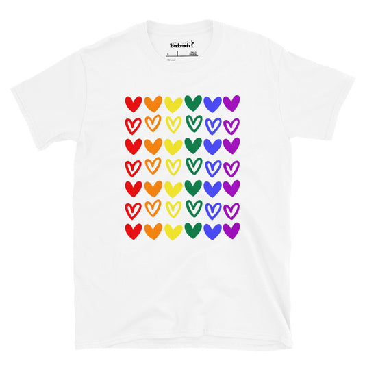 Rainbow Hearts Adult Unisex Valentine T-Shirt
