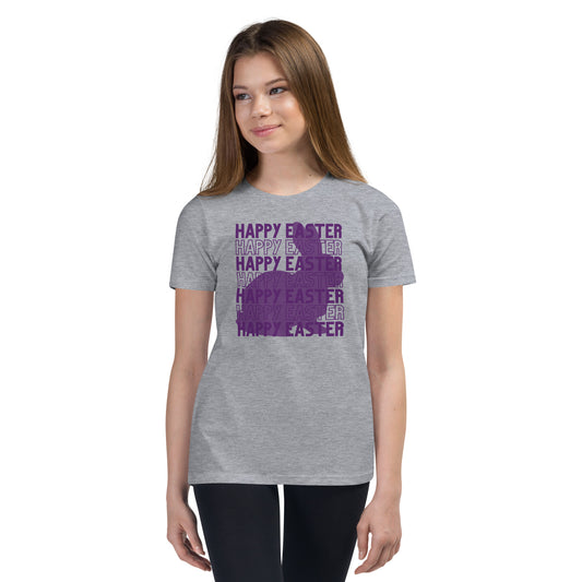 Happy Easter Youth Purple Rabbit T-Shirt