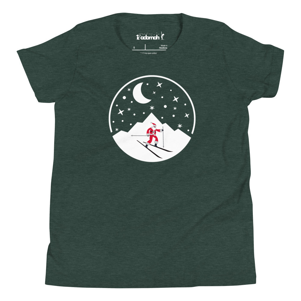 Santa skis Youth Holiday T-Shirt