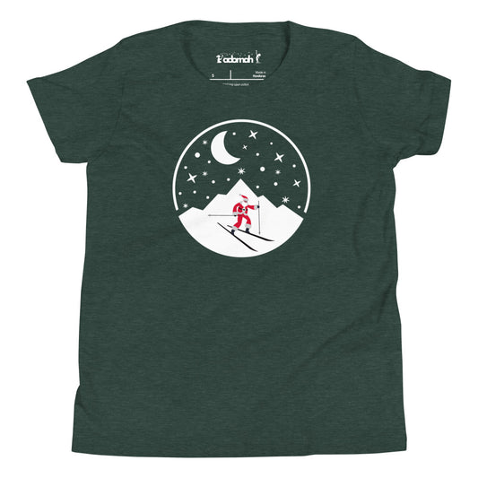 Santa skis Youth Holiday T-Shirt