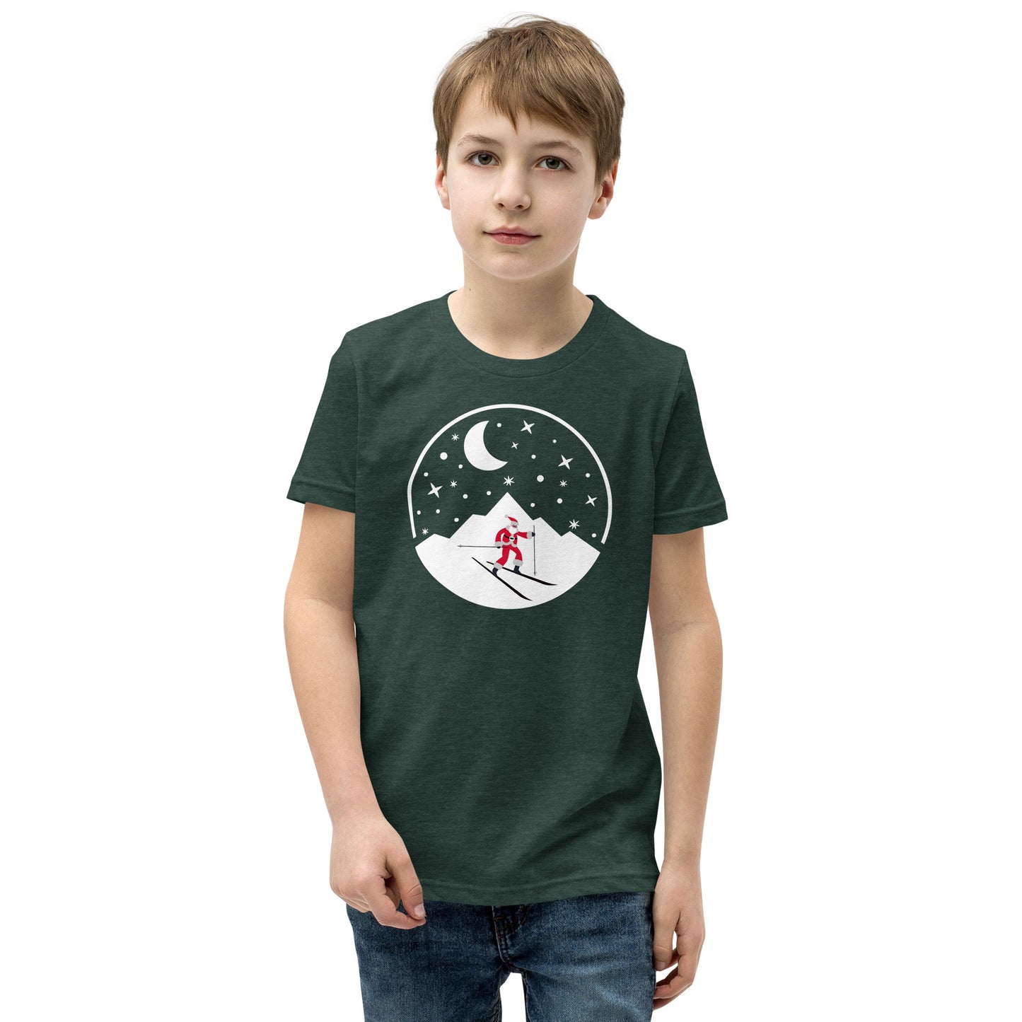 Santa skis Youth Holiday T-Shirt