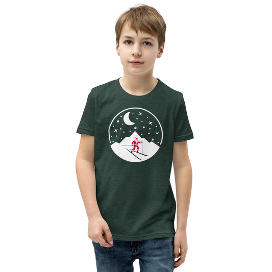 Santa skis Youth Holiday T-Shirt