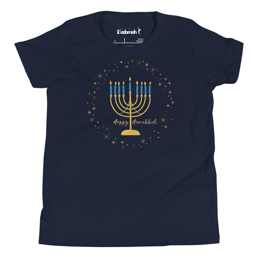 Starry Menorah Youth Hanukkah T-Shirt