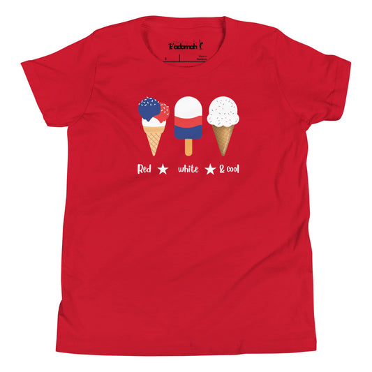 Red, white & cool Youth Short Sleeve 4th of July T-Shirt