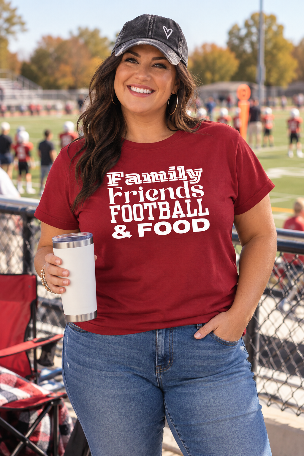 Family, Friends, Football and Food Adult Unisex Thanksgiving T-Shirt