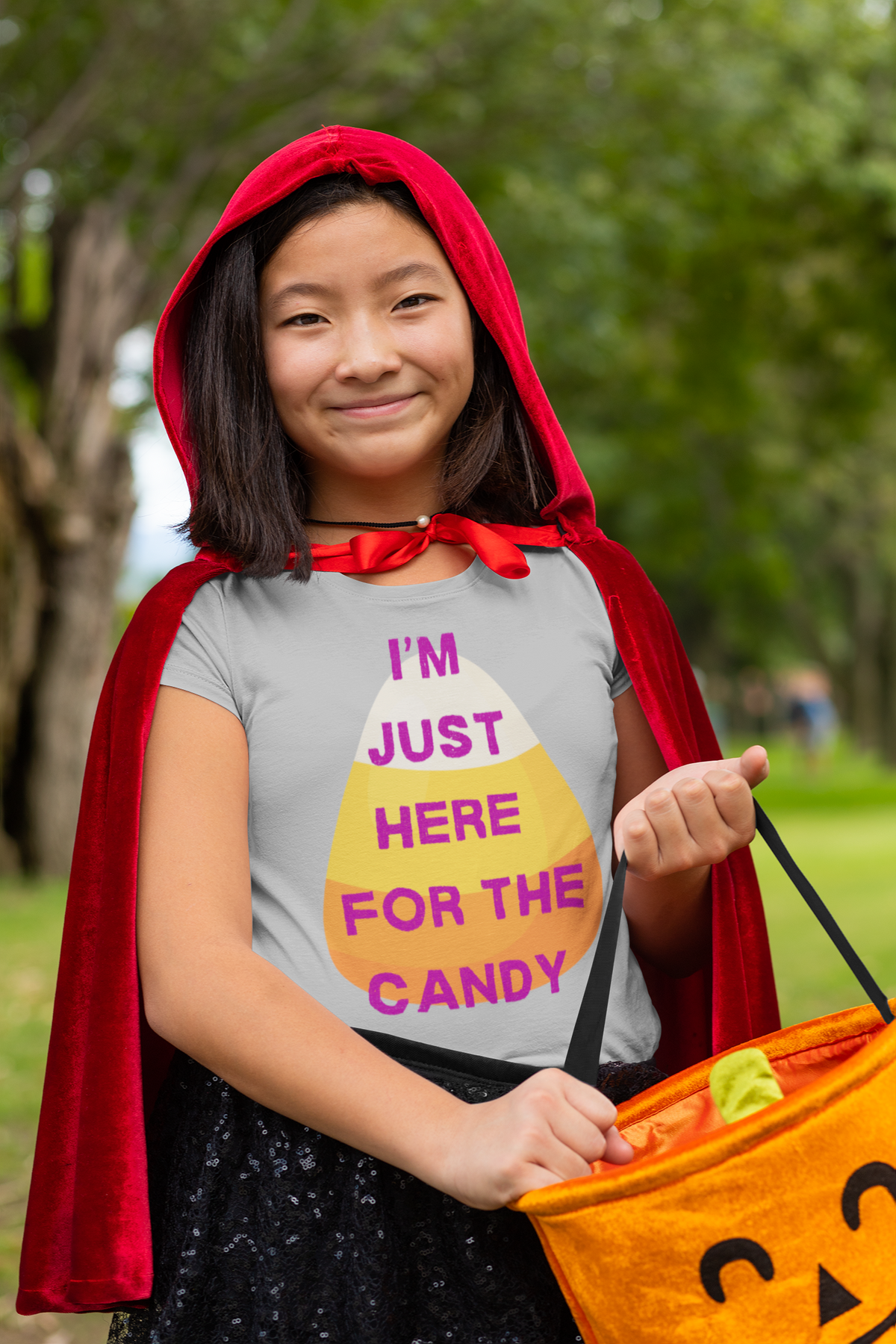 I'm Just Here for the Candy – Youth Halloween T-Shirt