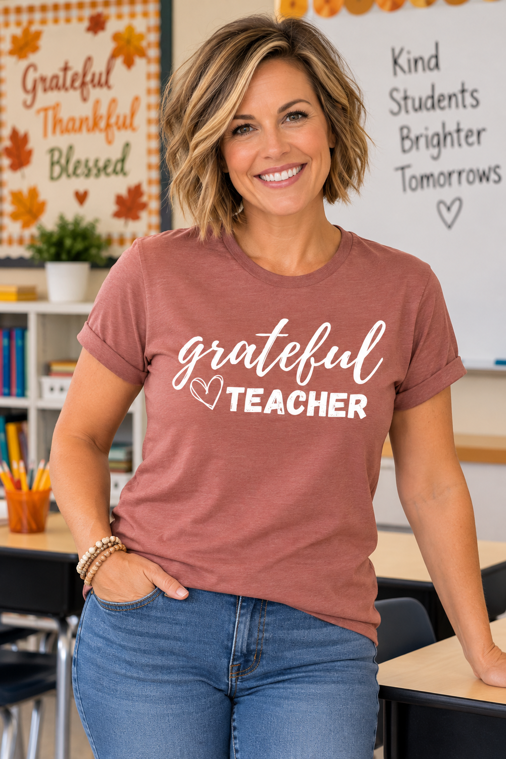 Grateful Teacher Adult Unisex Thanksgiving T-Shirt