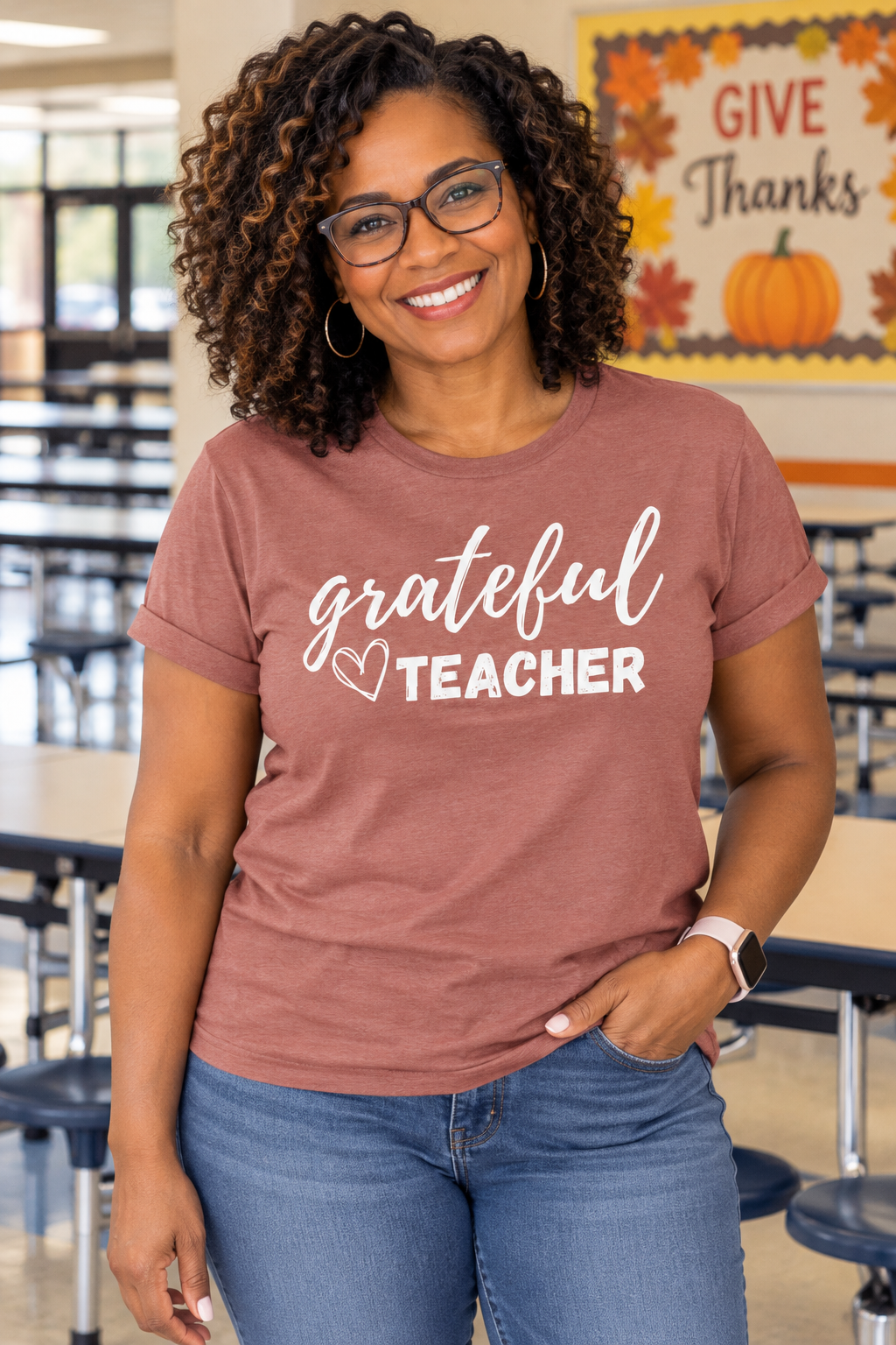 Grateful Teacher Adult Unisex Thanksgiving T-Shirt