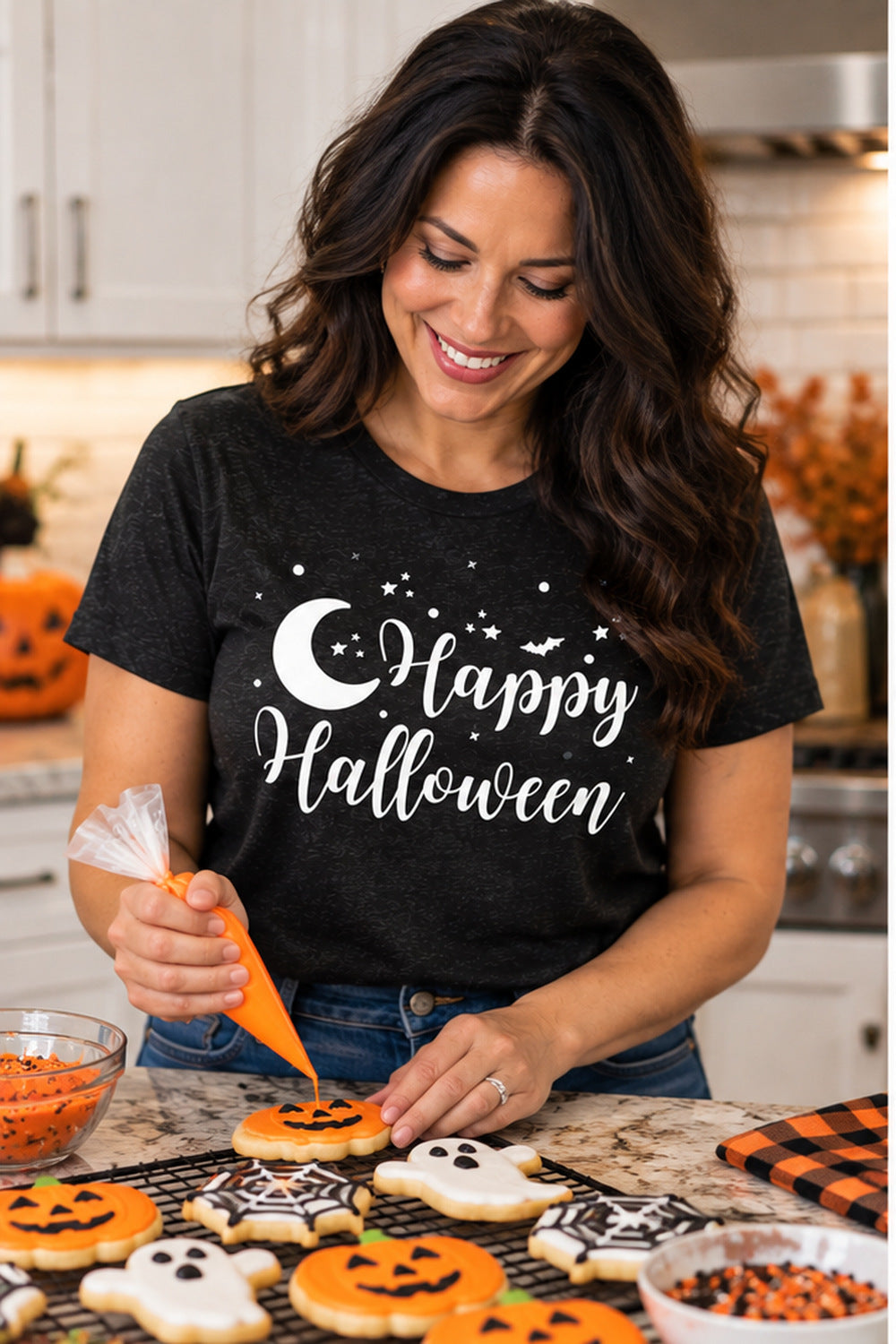Happy Halloween Moon & Stars Adult Unisex T-Shirt
