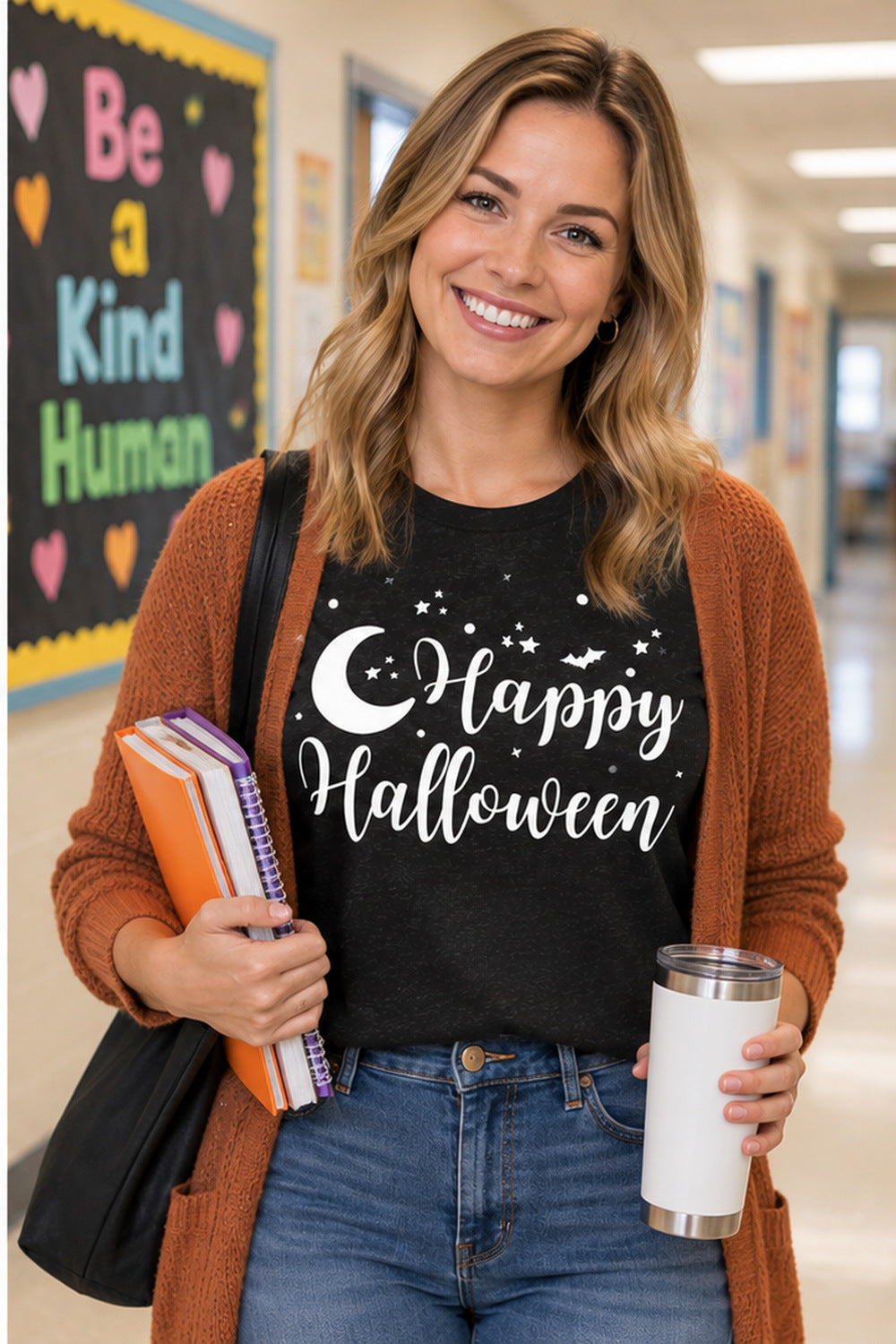 Happy Halloween Moon & Stars Adult Unisex T-Shirt