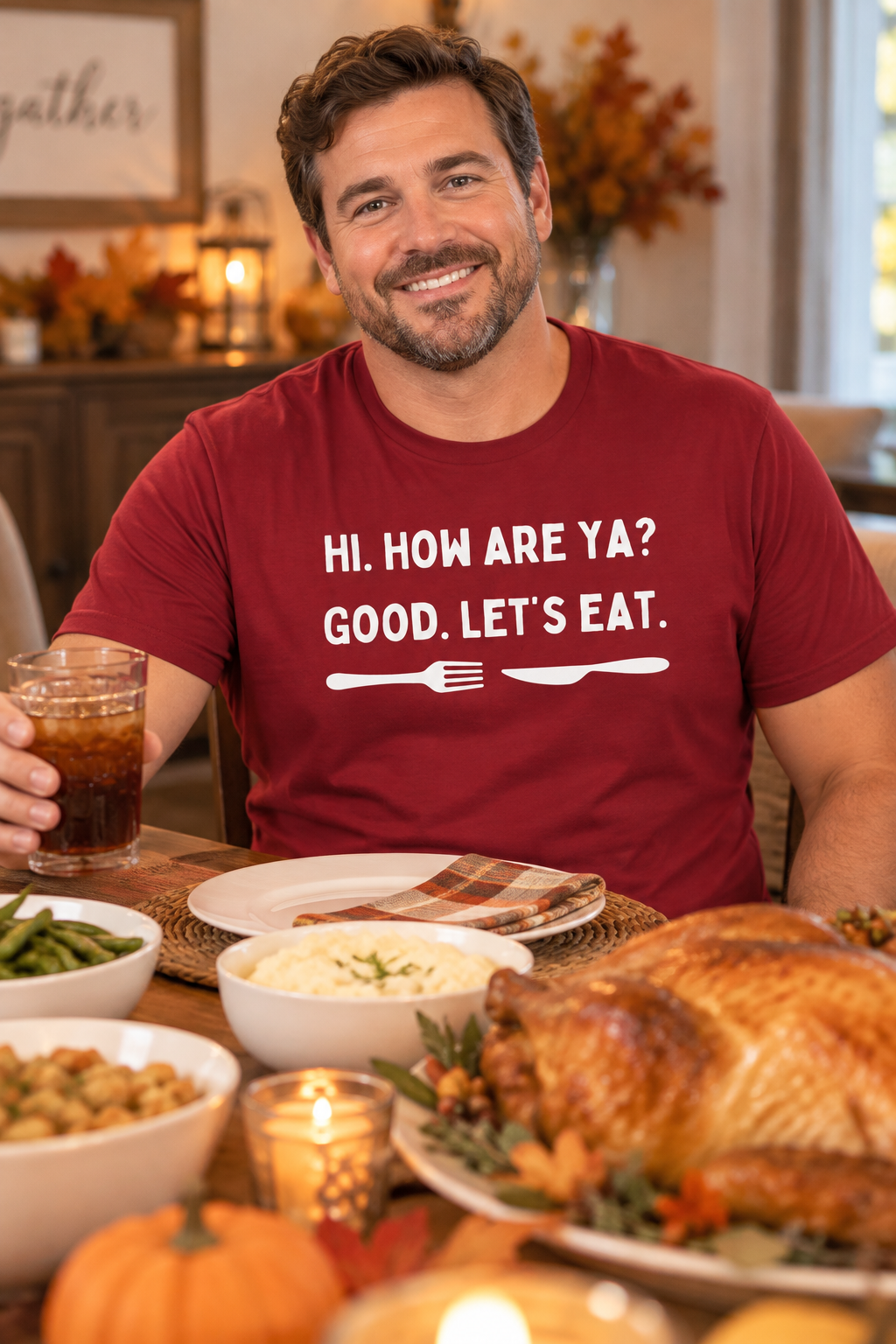 Let’s Eat. Adult Unisex Thanksgiving T-Shirt