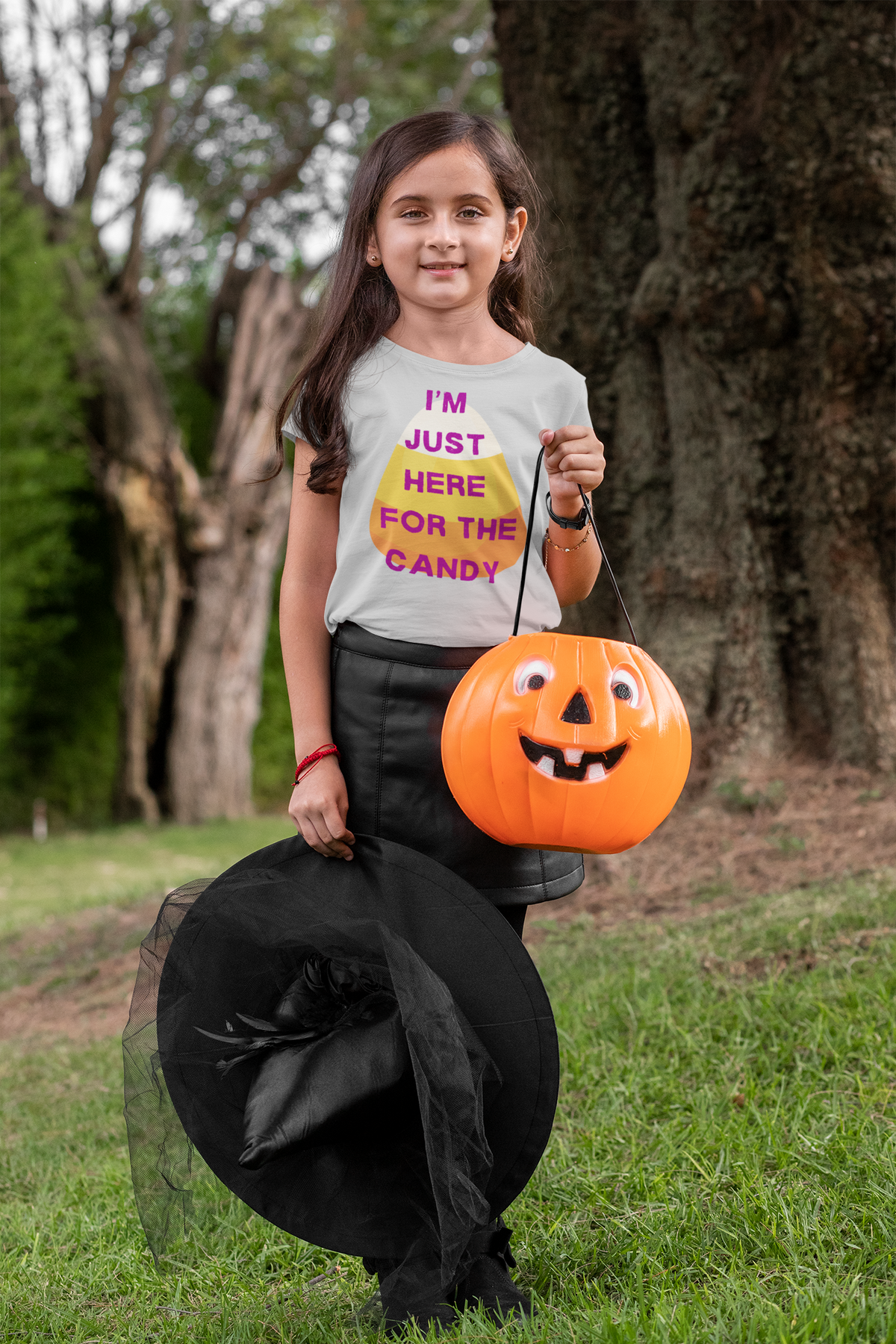 I'm Just Here for the Candy – Youth Halloween T-Shirt
