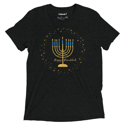 Starry Menorah Teen Unisex Hanukkah T-Shirt