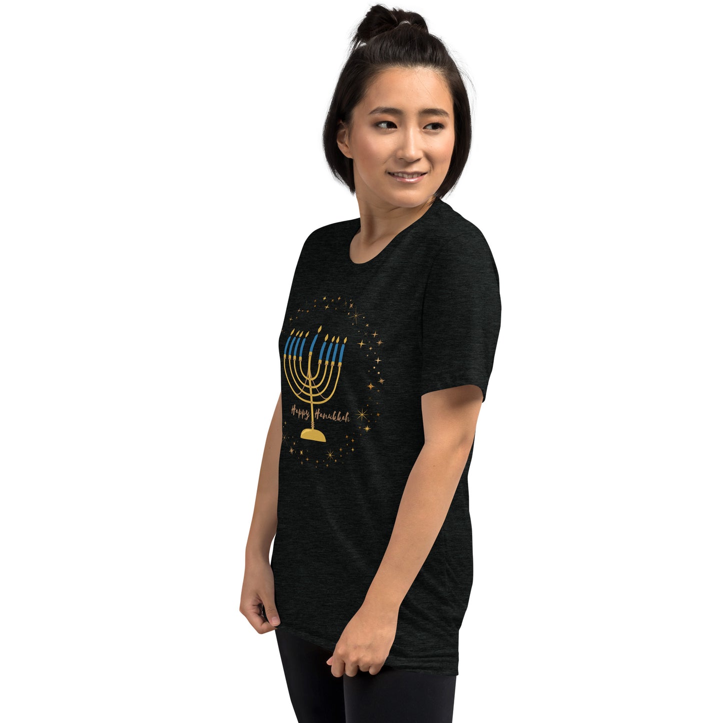 Starry Menorah Teen Unisex Hanukkah T-Shirt