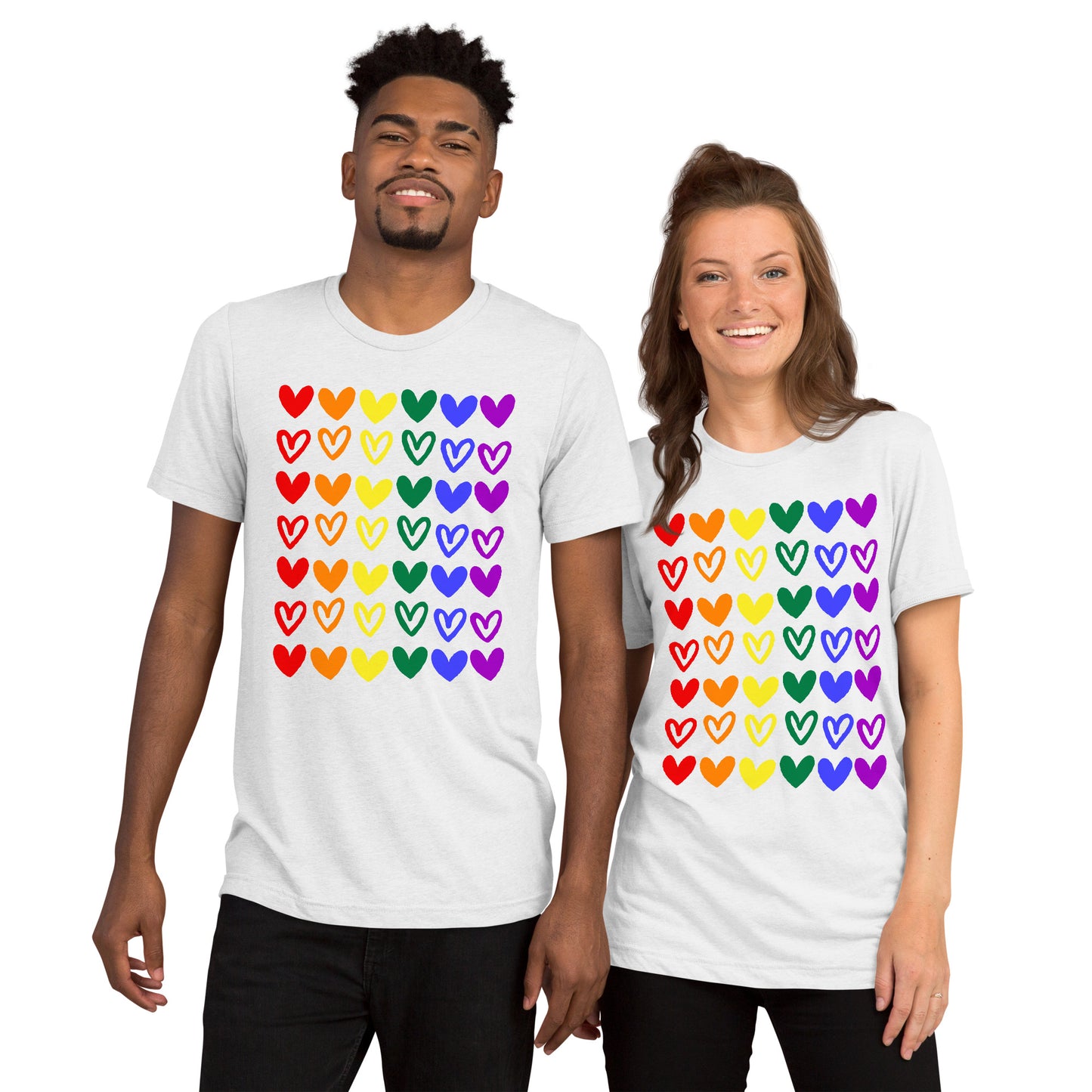 Rainbow Hearts Adult Unisex Valentine's Day T-Shirt