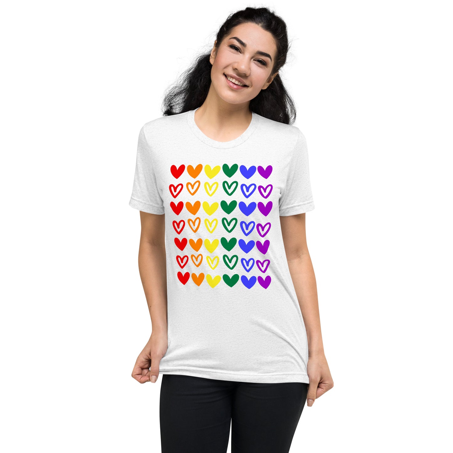 Rainbow Hearts Adult Unisex Valentine's Day T-Shirt