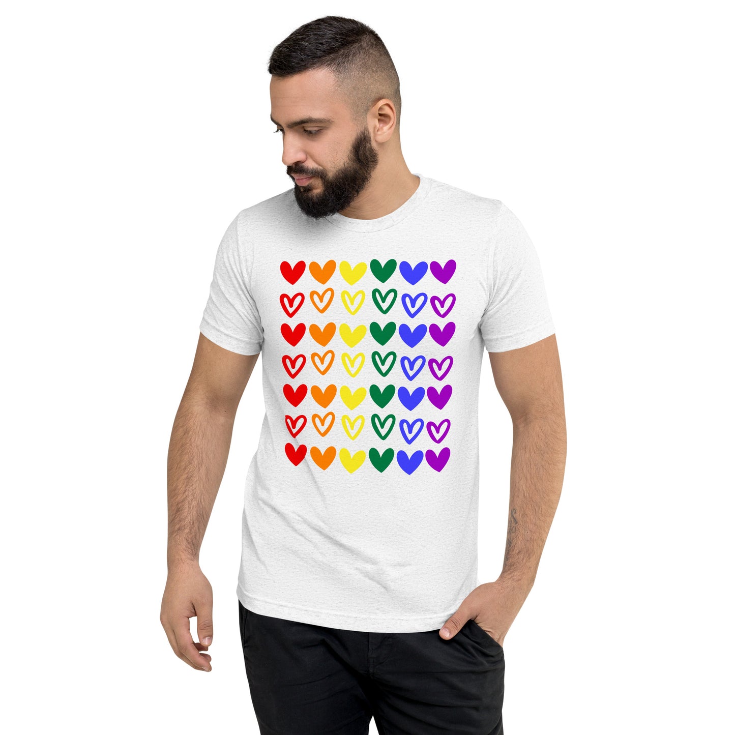 Rainbow Hearts Adult Unisex Valentine's Day T-Shirt