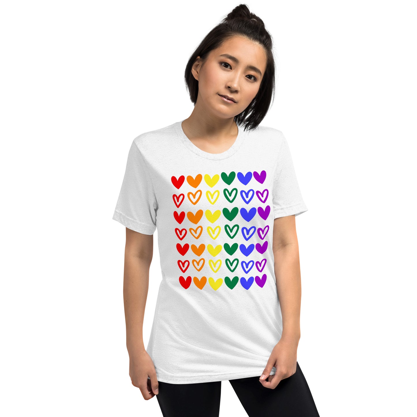 Rainbow Hearts Teen Unisex Valentine's Day T-Shirt