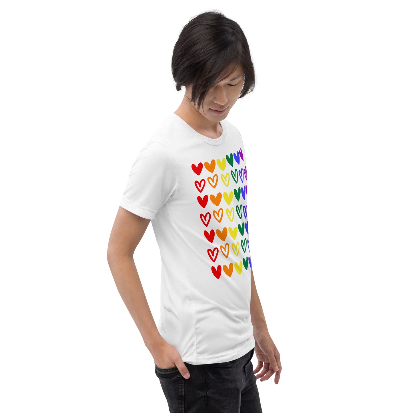 Rainbow Hearts Teen Unisex Valentine's Day T-Shirt