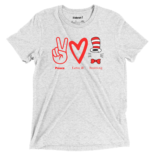 Peace, Love and Reading Teen Unisex Dr. Seuss T-Shirt