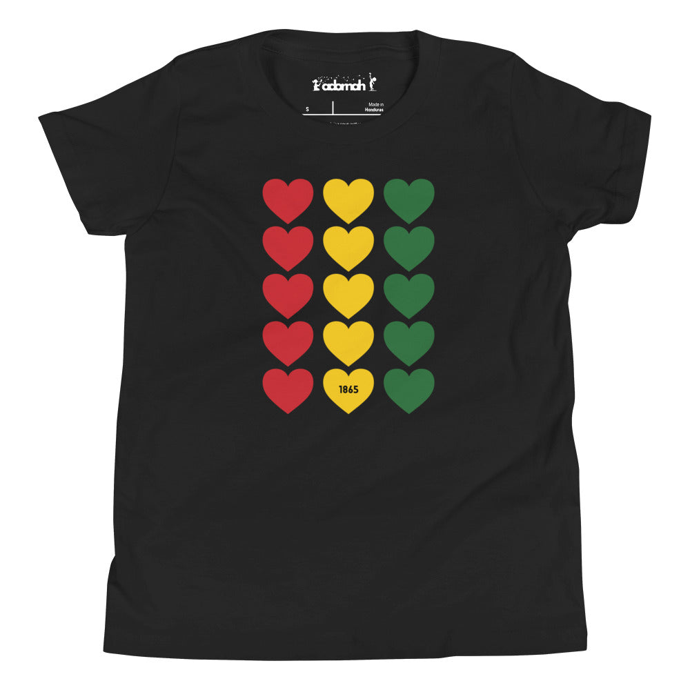 Juneteenth hearts Youth Short Sleeve T-Shirt