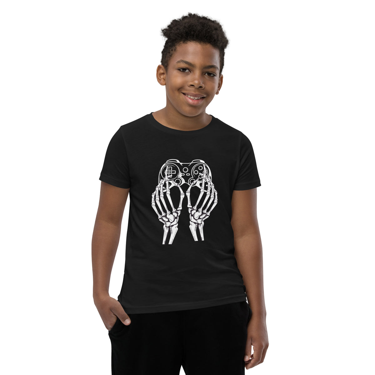 Skeleton Gamer Youth Halloween T-Shirt