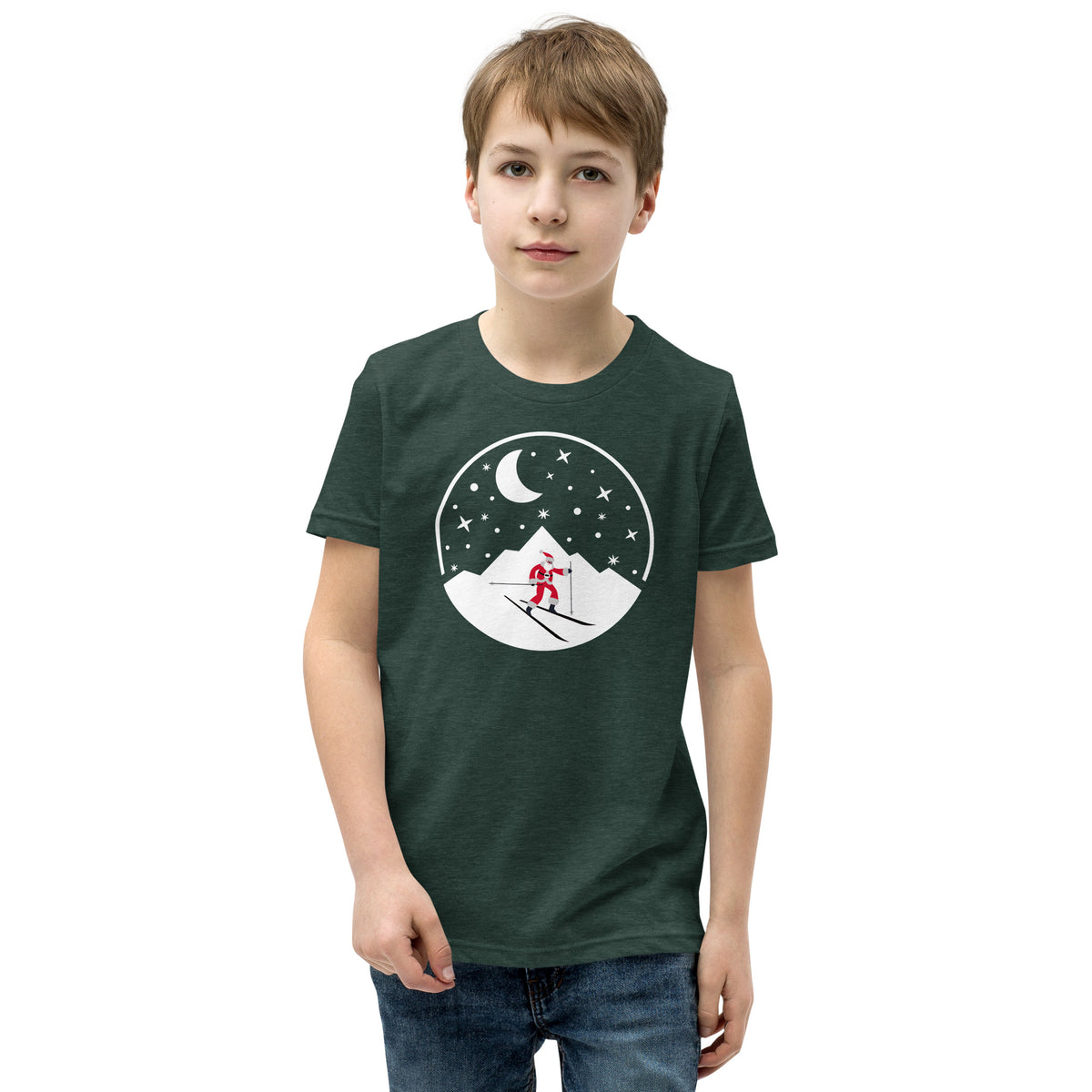 Santa on skis - Youth Holiday T-Shirt