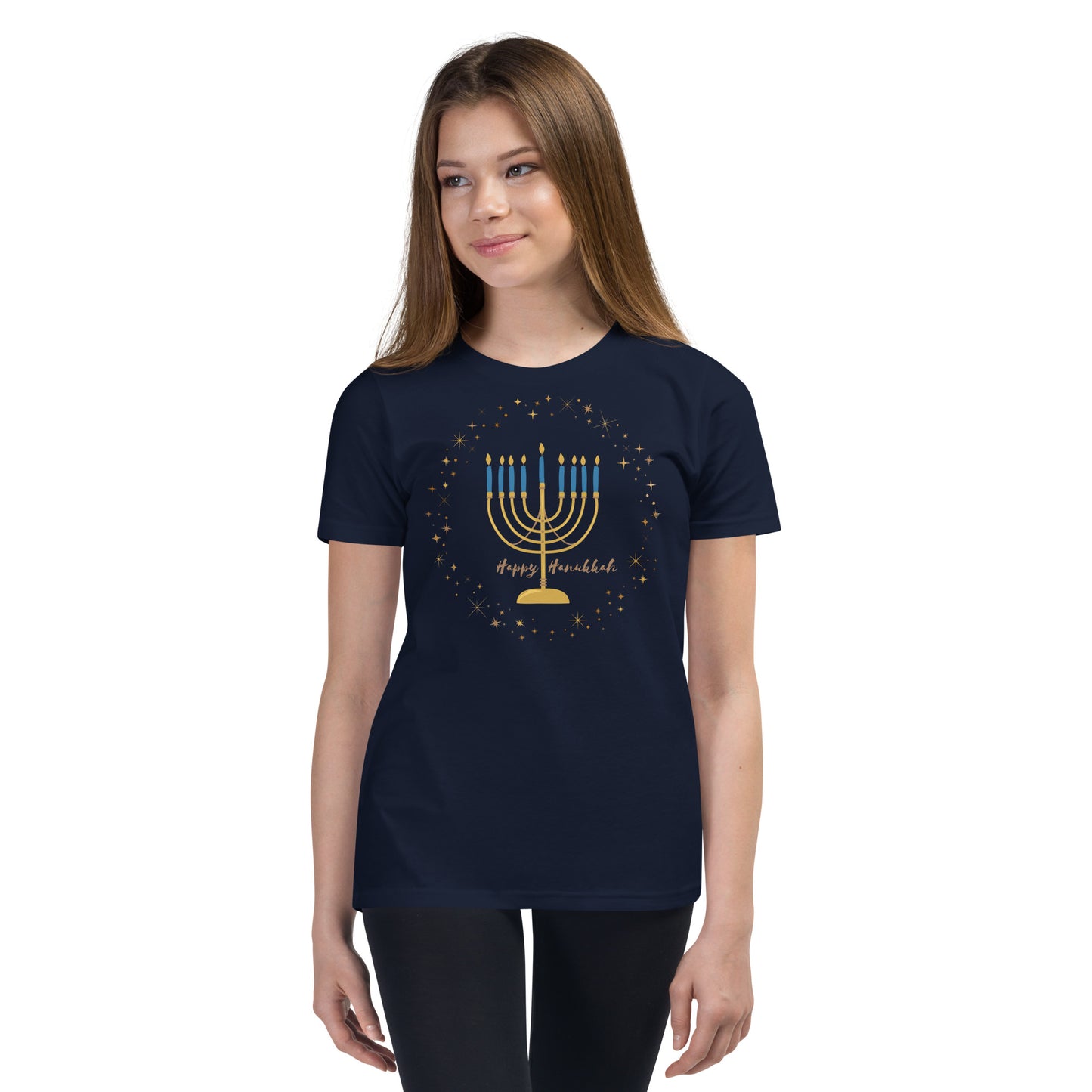 Starry Menorah Youth Hanukkah T-Shirt