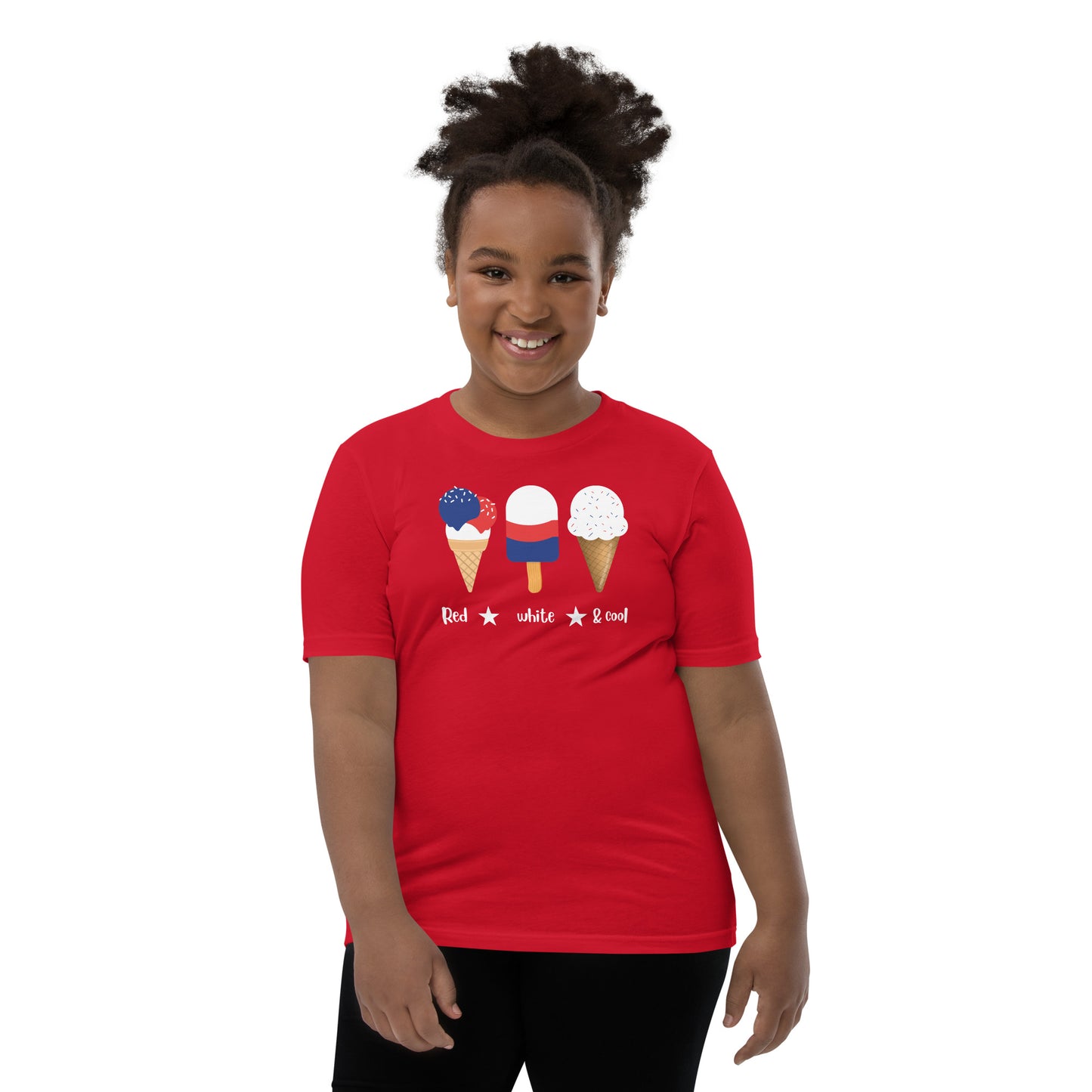 Red, white & cool Youth Short Sleeve 4th of July T-Shirt