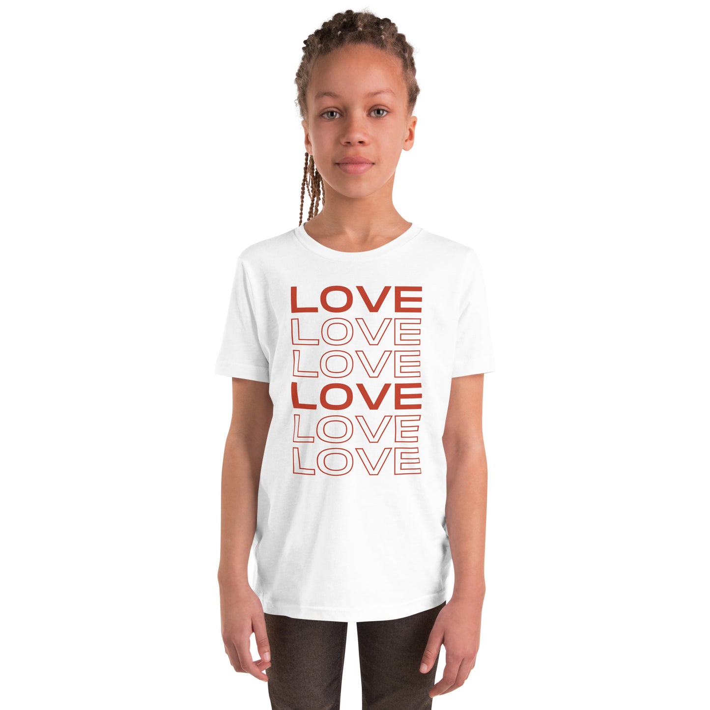LOVE LOVE LOVE Youth Valentine Short Sleeve T-Shirt