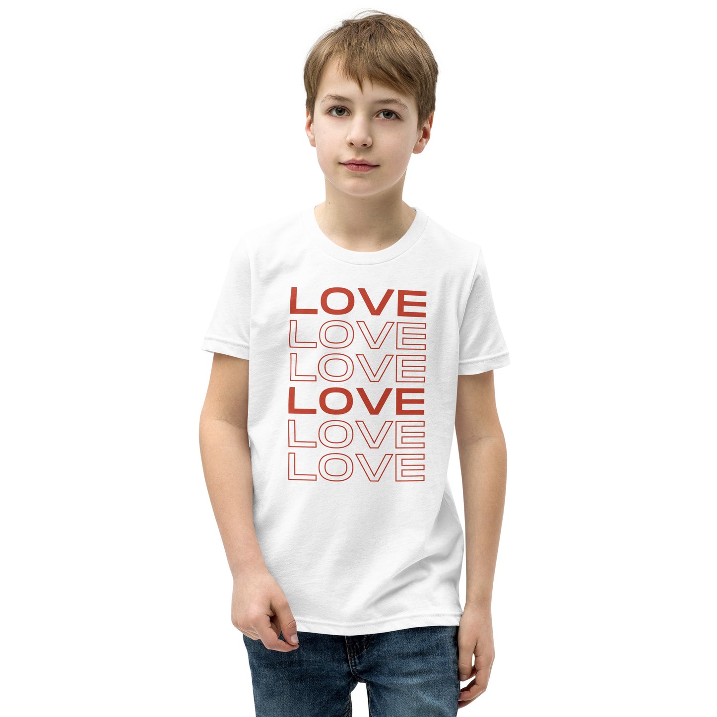 LOVE LOVE LOVE Youth Valentine Short Sleeve T-Shirt