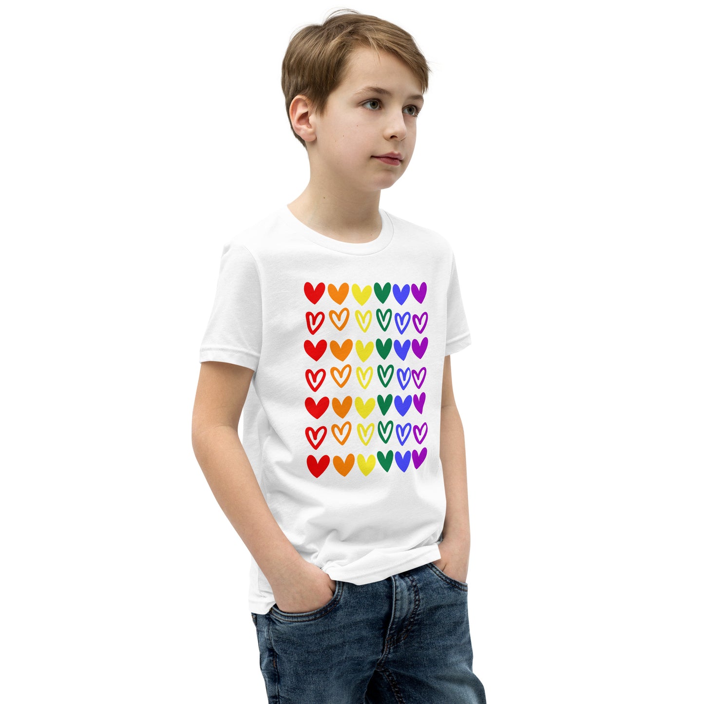 Rainbow Heart Youth Valentine T-shirt