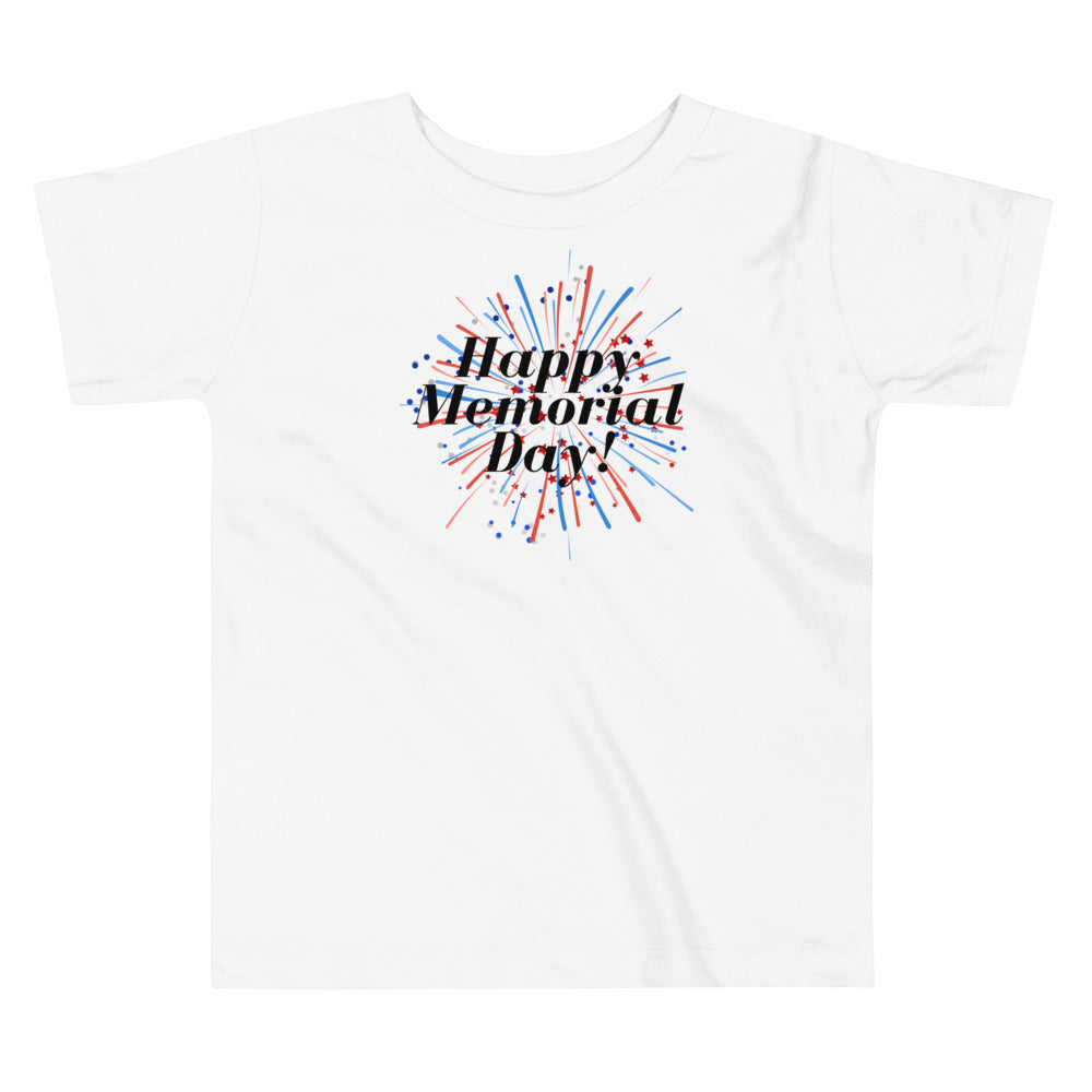 Happy Memorial Day Toddler Fireworks Short Sleeve Tee